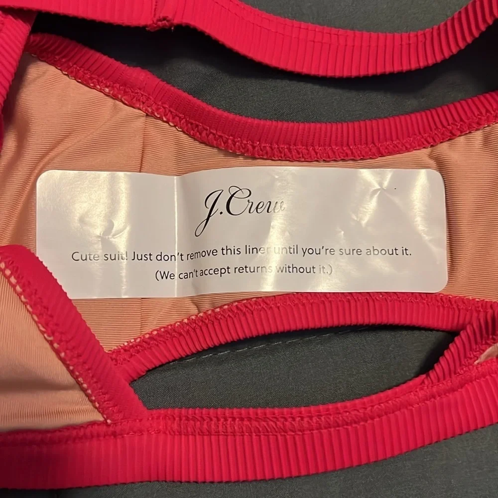 JCrew Ribbed Trim Hipster Bikini Bottom Pink Size Small NWT